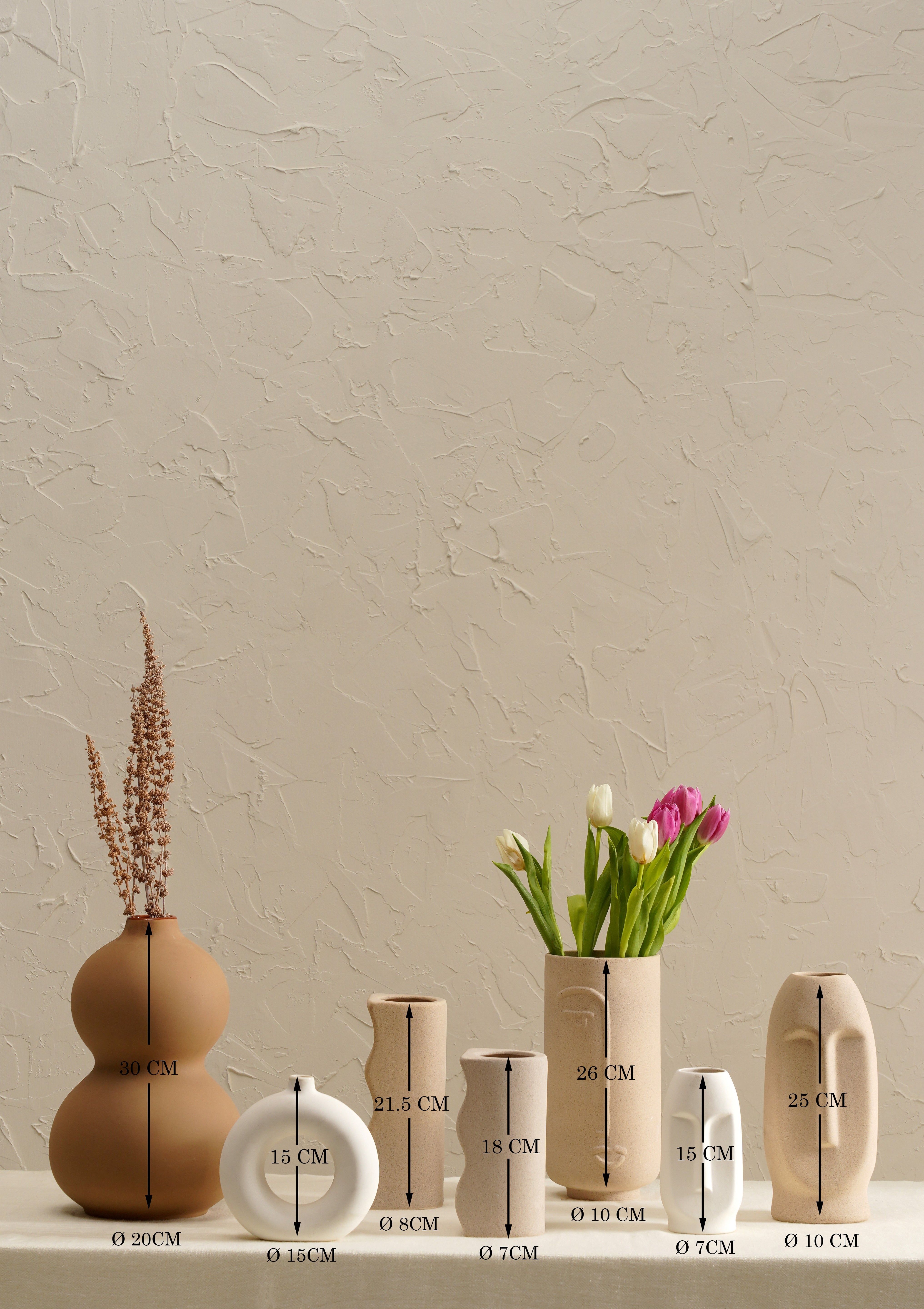 Desert Farmhouse Vase Set - White/Beige