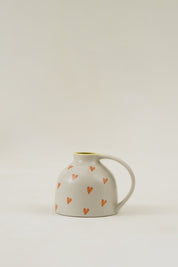 Heart Pitcher Vase - White/Orange