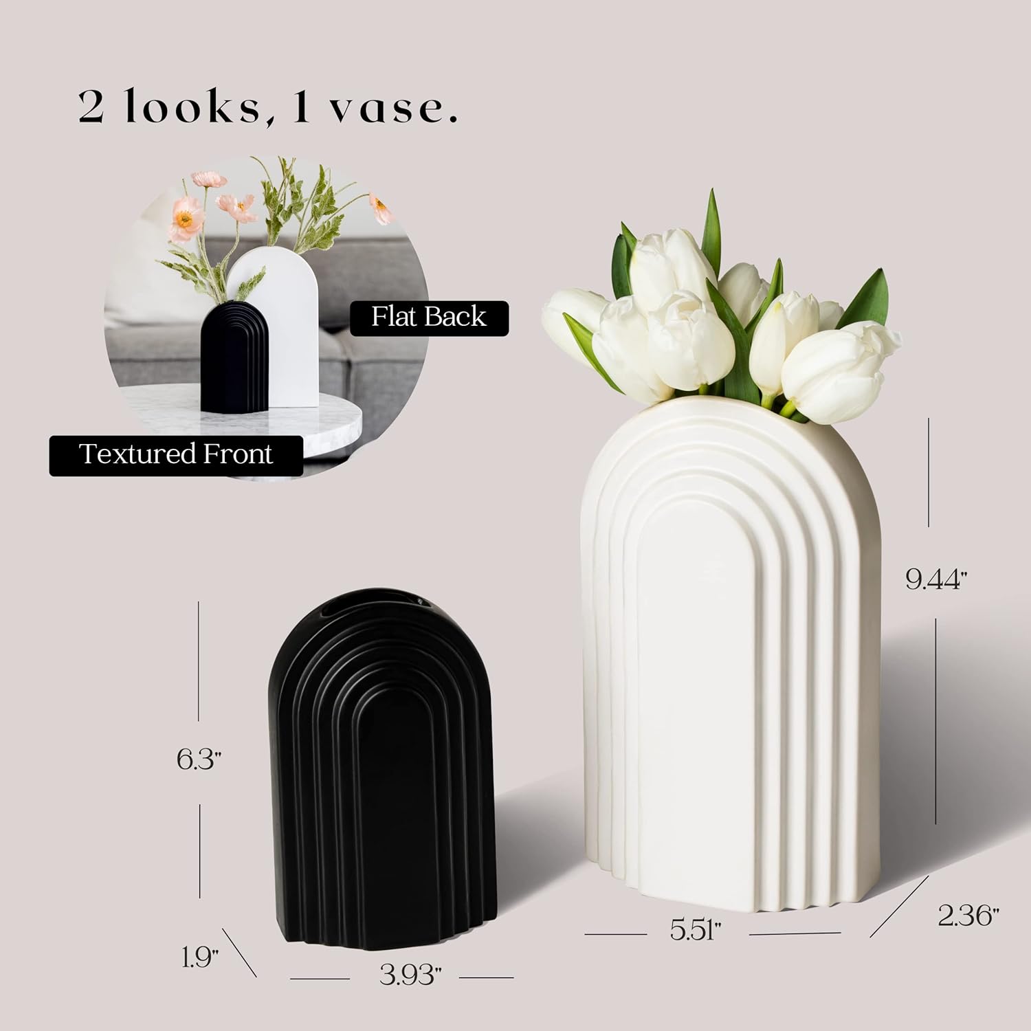 Indigo Gated Vase - Black/White