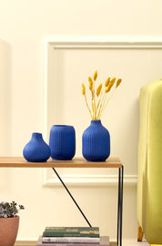 Ivory Vase Set - Blue