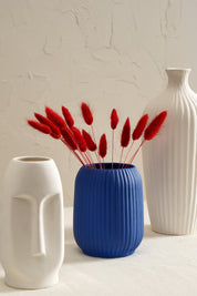 Ivory Vase Set - Blue