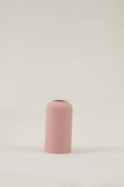 Ribbed Vase - Pink/White/Brown