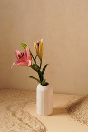 Ribbed Vase - Pink/White/Brown